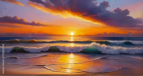 Obraz Sunrise over beach in Cancun