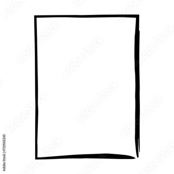 Fototapeta Frame border, grunge shape icon, vertical rectangle decorative doodle element for design in vector illustration
