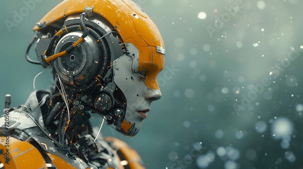 Obraz A high-tech robot, with humanoid appearance and artificial intelligence,