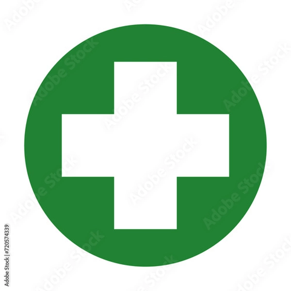 Fototapeta Medical cross symbol. Red circle with white cross vector icon..