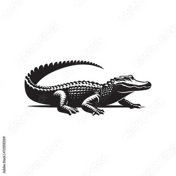 Fototapeta Swamp Symphony: Alligator Silhouette Ensemble Harmonizing the Wilderness Tunes of the Reptilian Realm - Alligator Illustration - Alligator Vector - Reptile Silhouette
