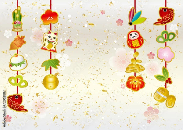 Obraz 年賀状テンプレート　吊るし雛