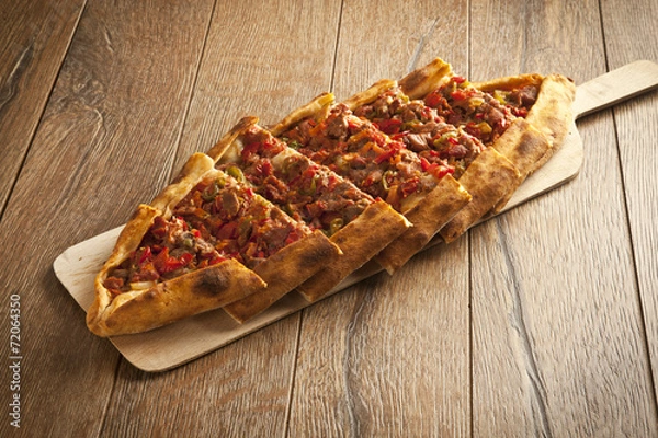 Fototapeta Turkish traditional beef Pide