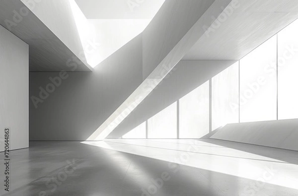 Obraz a white image of an empty room with an object inside it