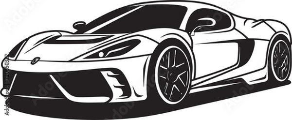 Fototapeta Racing Radiance Modern Sports Car Emblematic Element Turbo Thrill Line Art Vector Icon for Sportscar Design