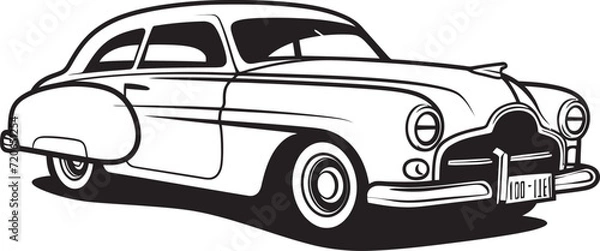 Fototapeta Whimsical Wheels Iconic Vector Design for Doodle Line Art Yesteryears Charm Vector Logo of Vintage Car Doodle