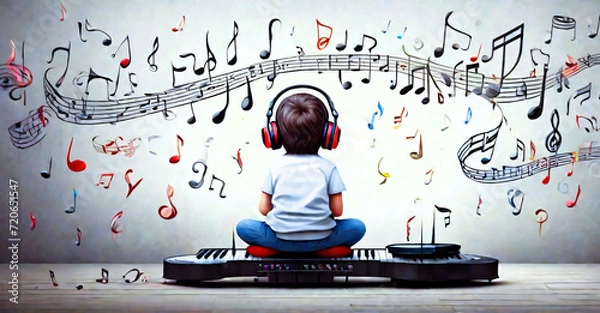 Obraz Child in music background