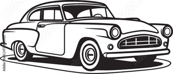 Fototapeta Yesteryears Charm Vector Logo of Vintage Car Doodle Retro Roadtrip Emblematic Element for Doodle Line Art