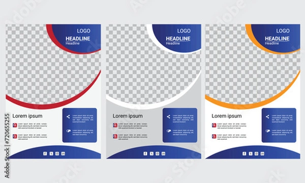 Fototapeta Flyer Design With 3 Variants