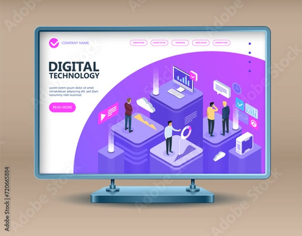 Fototapeta Concept of digital technology. Isometric vector illustration.