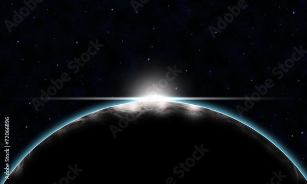 Fototapeta Space Scene With big planet  and  constellation