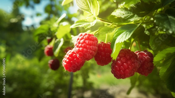 Fototapeta raspberry on a bush