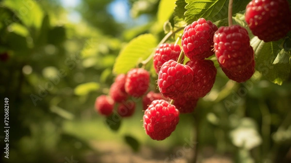 Fototapeta raspberry on a bush