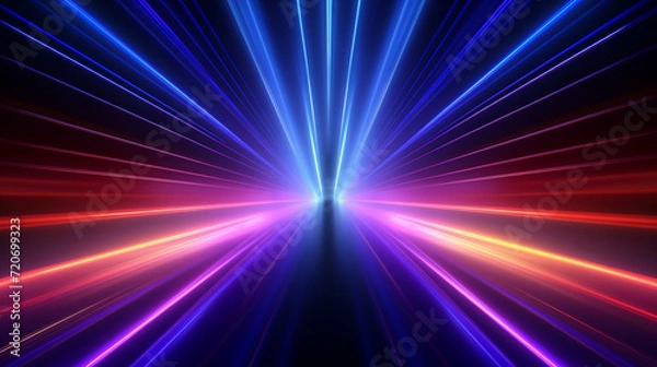 Fototapeta 3d render, abstract background with colorful spectrum. Bright neon rays and glowing lines