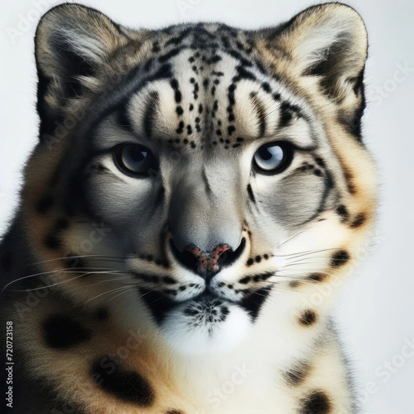 Fototapeta Snow Leopard, big cat, panthera uncia, Leopardo de las nieves, Снежный барс, Ирбис, Irbis, high quality portrait, isolated white background.