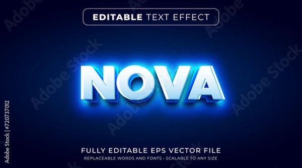Obraz Editable text effect in glowing blue neon style
