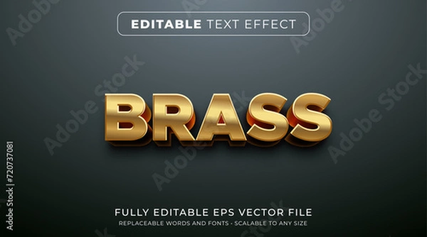 Obraz Editable text effect in gold brass metal style