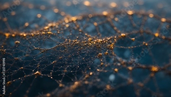 Fototapeta A delicate web of shimmering brain synapses, intricately woven together to form a beautiful and complex pattern. Mind and network concept. Copy space.