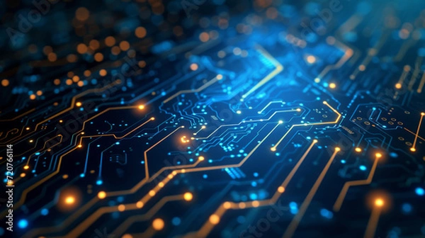 Fototapeta Modern Dark Blue Background with Circuitry