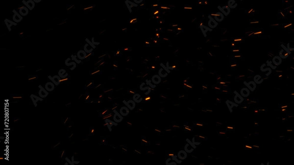 Fototapeta Burning ash background. Sparks backdrop. Flickering abstract Particles