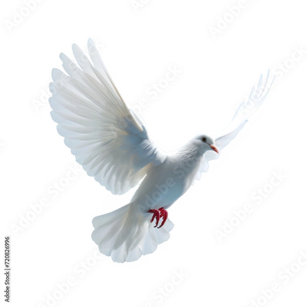 Fototapeta white dove flying isolated on transparent background ,flying pigeon png ,generative ai