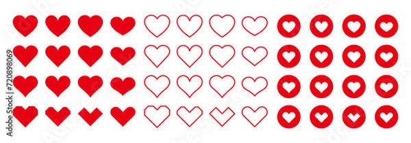 Fototapeta Simple red heart icon set