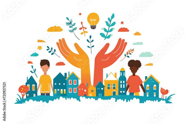 Fototapeta Involvement in local communities through volunteerism, sponsorships