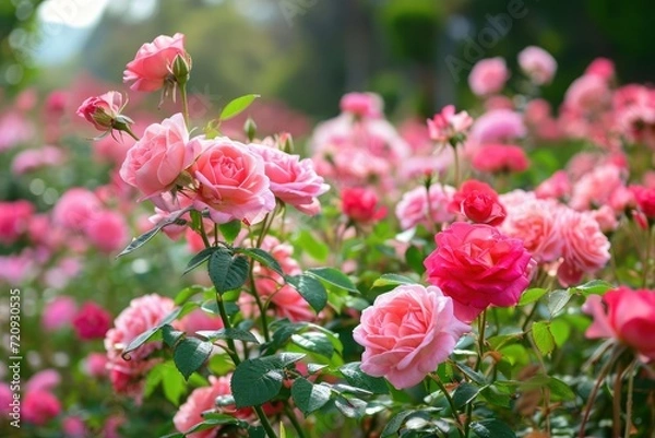 Obraz Beautiful display of roses in a large garden
