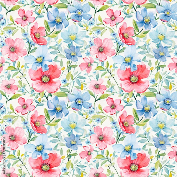 Obraz Dreamy Watercolor Flower Seamless Pattern