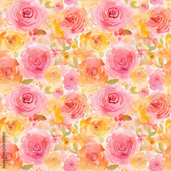 Obraz Dreamy Watercolor Flower Seamless Pattern
