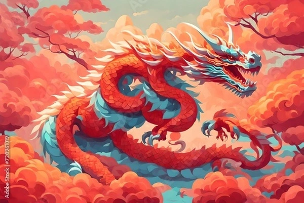 Obraz chinese dragon statue