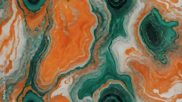 Obraz Emerald and orange marble close up texture