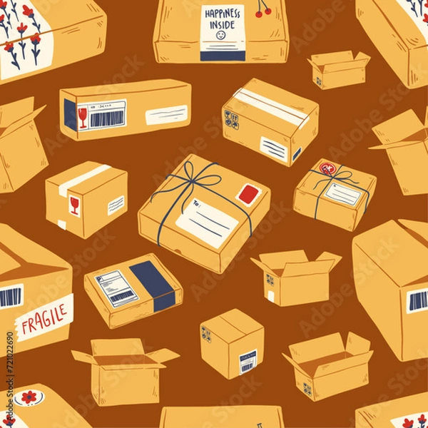 Obraz SEAMLESS PATTERN OF PACKAGING BOXES
