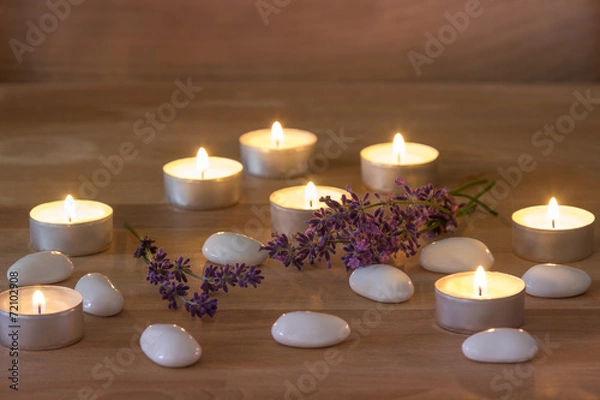 Fototapeta Tea Candle and lavender
