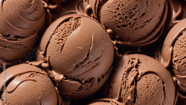 Obraz chocolate ice cream scoop, close up texture of a chocolate ice cream