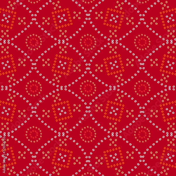 Obraz Bandhani Dot India Pattern in Red Color Background