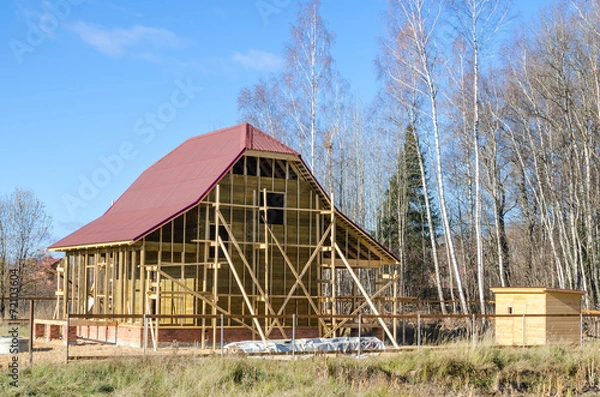 Fototapeta строительство загородного дома