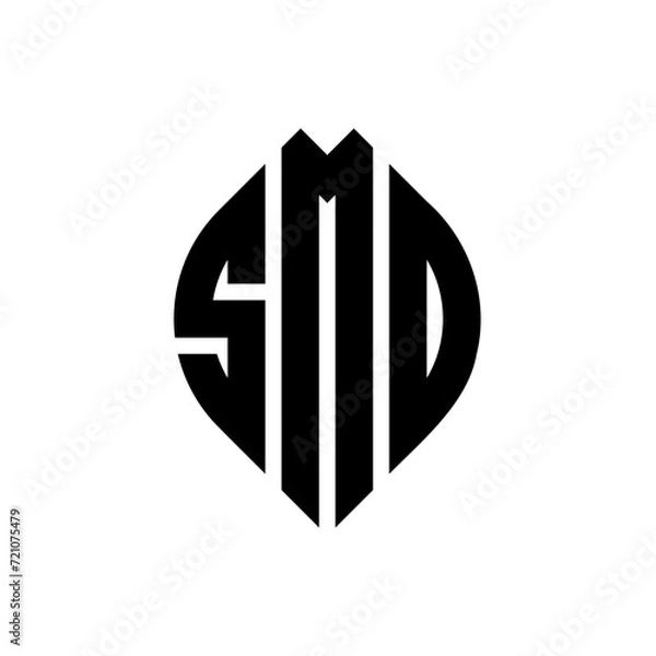 Obraz SMD circle letter logo design with circle and ellipse shape. SMD ellipse letters with typographic style. The three initials form a circle logo. SMD circle emblem abstract monogram letter mark vector.