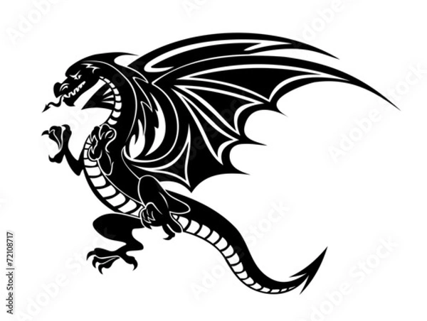 Fototapeta Angry black dragon