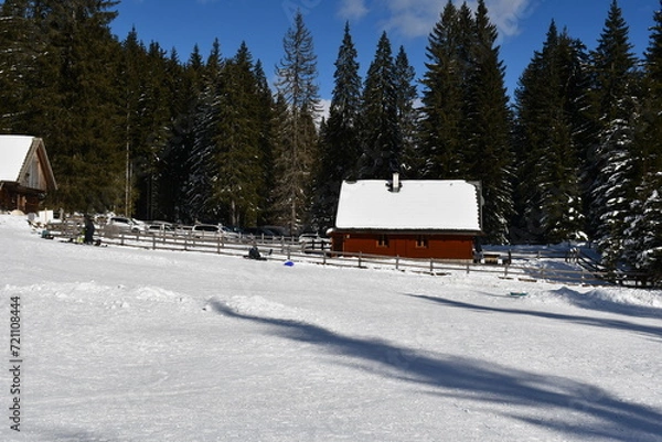 Fototapeta cabin in the mountains