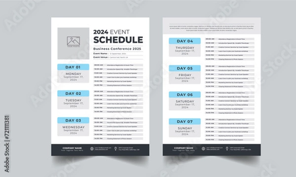 Obraz Event Schedule layout design template with unique design style concept