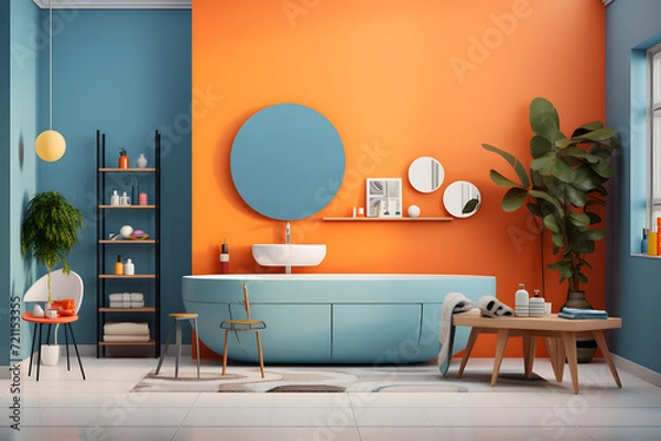 Obraz Contemporary bathroom with a playful color palette