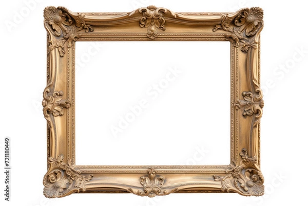 Fototapeta antique gold picture frame on a white background. Created with Generative AI technology