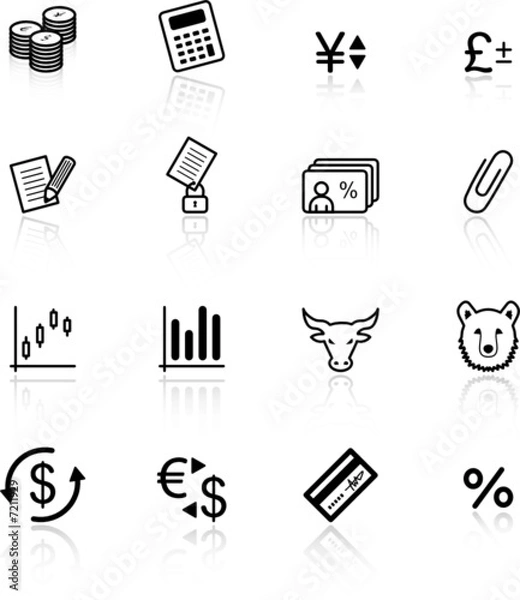 Obraz black finance icons
