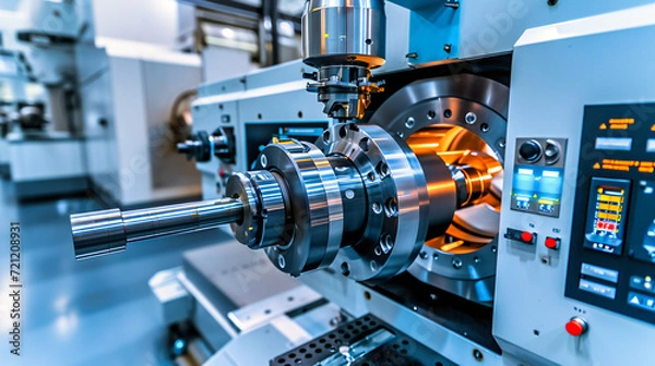 Obraz Steel and Metallic Industrial Machinery, Precision Engineering in Factory, Metalwork Manufacture