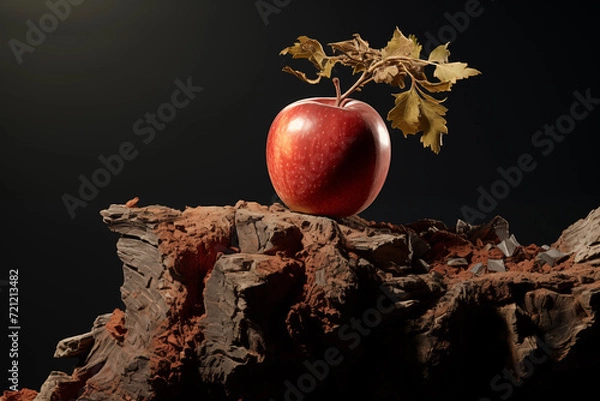 Fototapeta Realistic graphics illustrations with apples background. Red and green apples mix. Apple stay on stolen 3d digital photo.  Realistic apple with leaf. Rain and dew drops on apple set.