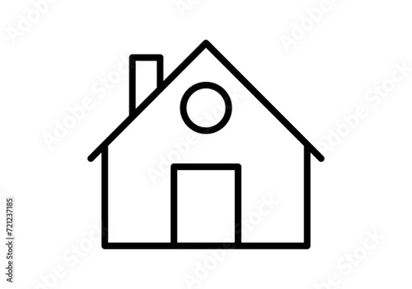 Fototapeta Icono negro de una casa en fondo blanco.
