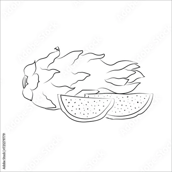 Obraz Dragon fruit, exotic fruit or eco element for vegetarian menu. Organic nature ingredient for food market.