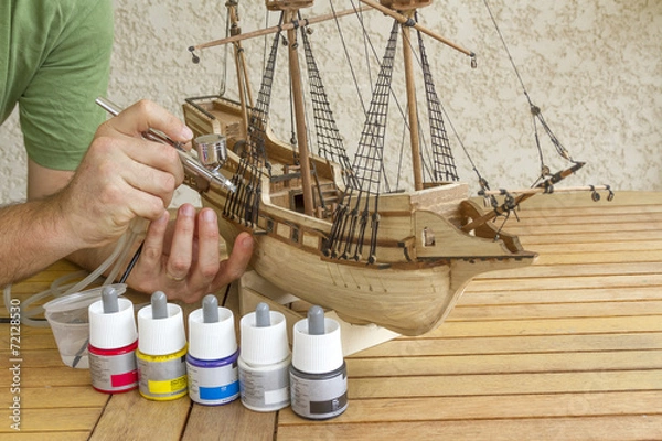 Fototapeta Budowa modelu zmniejszonego łodzi