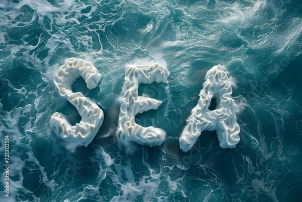 Fototapeta Foamy Ocean Waves Shaping the Word SEA